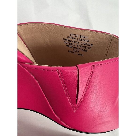 J. Crew Bianca Women’s Wedge Slide Sandals Size 10.5 Fuchsia Hot Pink Leather - Picture 5 of 13